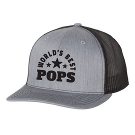 Men's Father's Day World's Best Pops Embroidered Mesh Back Trucker Hat, Heather Grey/Black