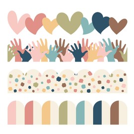 Cardkiss Boho Bulletin Board Border, 91.8 Ft Boho Theme Scalloped Trim Borders for Bulletin Board Decoration, Walls, Desks, Windows, Doors, Classrooms, Home School