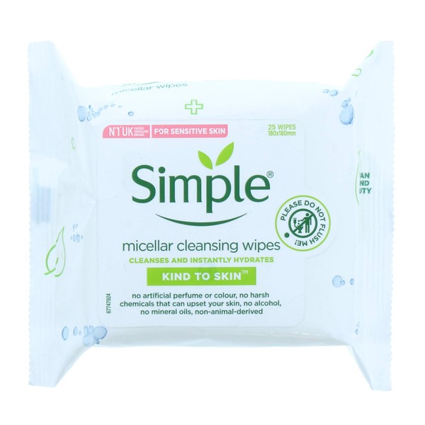 Simple Kind to Skin Micellar Remove Waterproof Make-up Cleansing Wipes