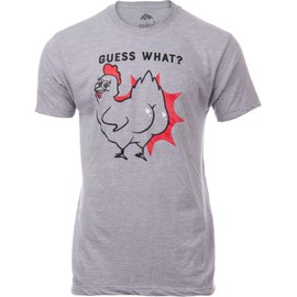 Ann Arbor T-shirt Co. Guess What? Chicken Butt! | Funny Silly Sarcasm Joke Saying Sarcastic Humor Men T-Shirt (Adult, 2XL) Vintage Grey
