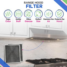 Stove Hood Vent Filter 10.5" x 8.8" 41F 97007696 Fit's Nutone & Broan Range Hood Filter Replacement for Ductless Exhaust Fan - Mesh Screen Filters Grease & Carbon Freshens Kitchen Oven Air (1-Pack)