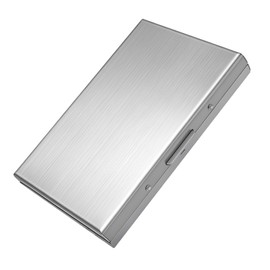 Business Card Case 1 Pack, Premium Aluminum Metal Credit Card Holder for Men & Women, Slim Hard Shell Wallet with 6 Accordion Slots for ID, Cash & Travel, RFID Blocking (Brushed Silver)