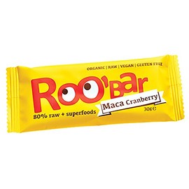 ROO'BAR Maca & Cranberries 20 Stück (20x 30g) - Rohkost-Riegel mit Superfoods (bio, vegan, glutenfrei, roh)