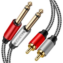 TEKERA Dual 1/4 Inch TS to RCA Stereo Audio Interconnect Cable - 1 Meter, PA3556