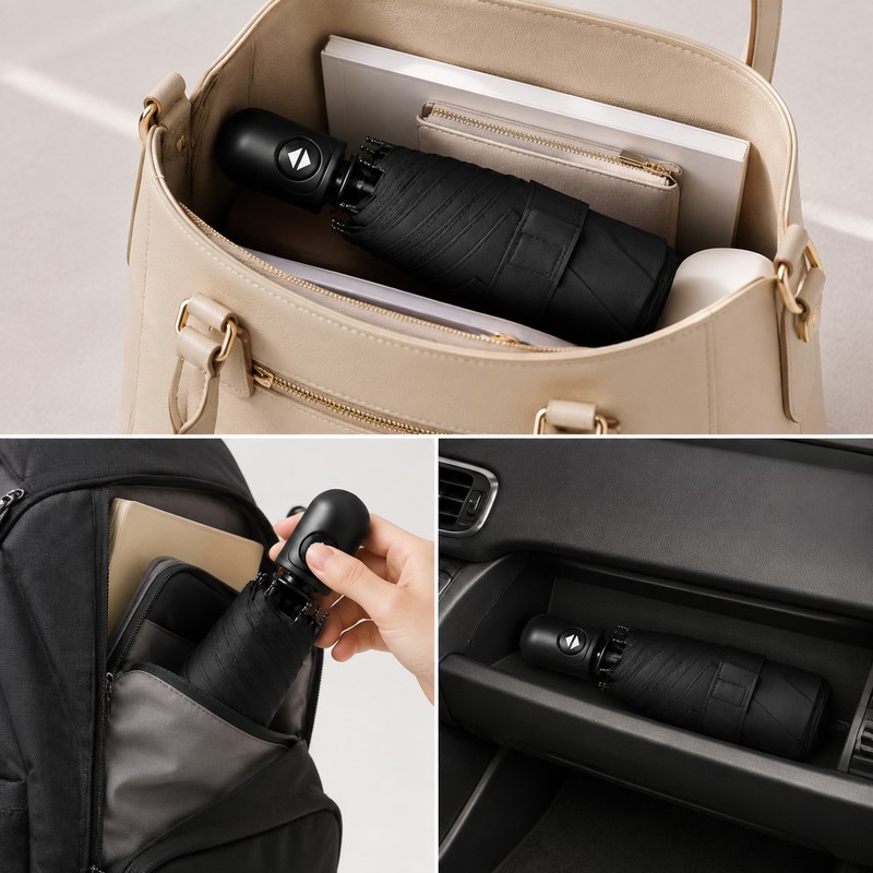 Automatic Folding Umbrella for Rain & Sun Protection – Lightweight