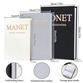 Weldomcor 3 PCS Magnetic Decorative Books, Stackable Coffee Table Books Fake Books Storage Box for Decoration, Linen Faux Book for Home Tables Bookshelf Office Decors (Black, Gray, White)