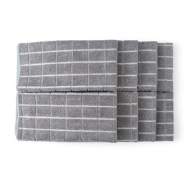 Microfiber Dish Towels - Soft, Super Absorbent and Lint Free Kitchen Towels - 8 Pack (Lattice Designed Gray Colors) - 26 x 18 Inch
