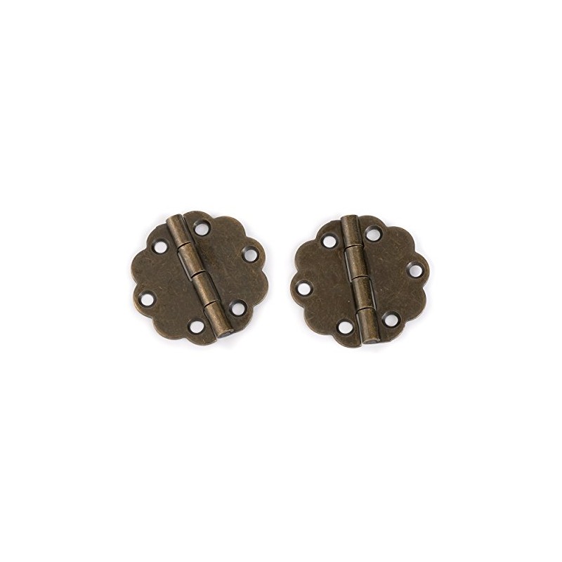 Highpoint Round Decorative Box Hinge Antique Brass Pair with Screws