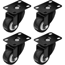 Swivel Caster Wheels Rubber Base with Top Plate & Bearing Heavy Duty with Pack of 4 Black by Online Best Service (2" NO Brake)