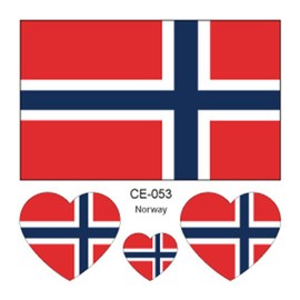 Norway Flag Tattoo Stickers, 3 Sets Colorful Design, 2.36 x 2.36 Inches, with 3 Tattoo Removal Wipes