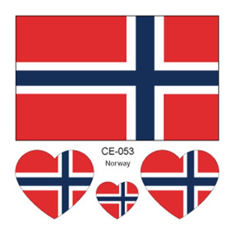 Norway Flag Tattoo Stickers, 3 Sets Colorful Design, 2.36 x