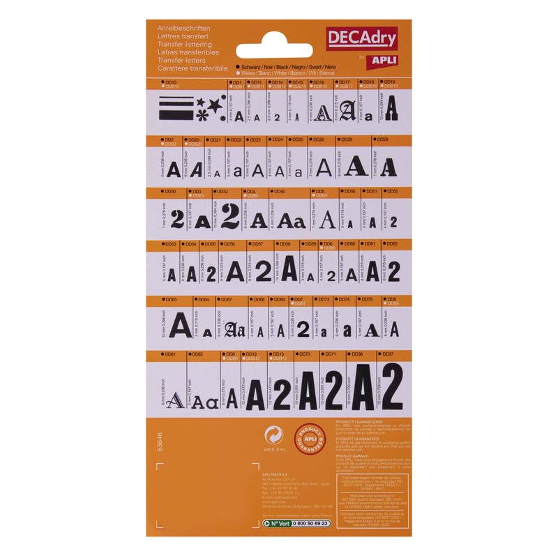 Black Transferable Letters and Numbers Letters 2,5 mm Black