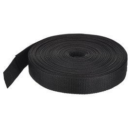 sourcing map Lightweight Polypropylene Webbing Strap 32mm(1 1/4") 25 Yard Backpack Strapping Band Black for Outdoor Luggage Cargo Straps - 23m