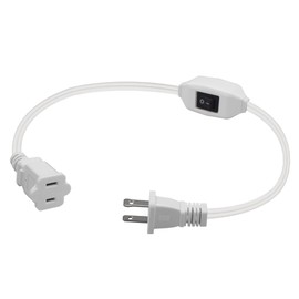 Strhowill Short 1-Foot (White) On Off Switch Extension Cord,Nema 1-15P to 1-15R Extension Power Cord,ETL Certified Polarity US Standard Two Plugs +12A/125V Switch 16AWG Cord(Polarized Switch White)