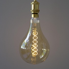 Vintage Edison LED Light Bulb Oversized PS52(PS160) 7W Equivalent 40W - Dimmable 2200K Warm Amber Glow - 400 Lumens - E26 Base - Large Filament Decorative Huge Bulbs for Decor 360° Beam Gold Glass