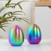 Rainbow Stainless Steel Egg Shaped Salt Pepper Shaker Set Salt