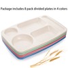 WUWEOT 8 Pack Divided Food Plates, 13.5" Wheat Straw Tray,
