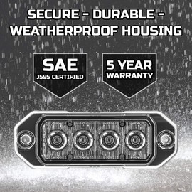 SpeedTech Lights Z-4 TIR LED Surface Mount Emergency Strobe Light – 4 LEDs 12W Grille Beacon Light for Police, Tow, Fire, Construction, and Emergency Vehicles (Amber/Green)