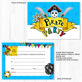 Olivia Samuel 20 x Pirate Party Birthday Invitations from Postcard Style with envelopes