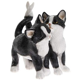 Black and White Twin Kittens Figurine With Intertwining Tails, Cat Studies By The Leonardo Collection, 8x7cm Approx