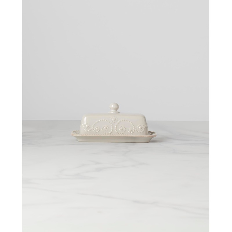 Lenox French Perle Covered Butter Dish, White -