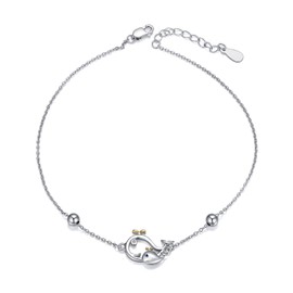WINNICACA Whale Anklet S925 Sterling Silver Bead Sea Anklets Ocean Jewellery for Women Girlfriend Gifts
