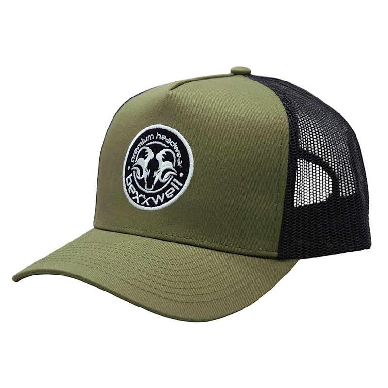 Bexxwell Trucker Cap Olive Green/Black with Logo Patch (Perfect Fit,