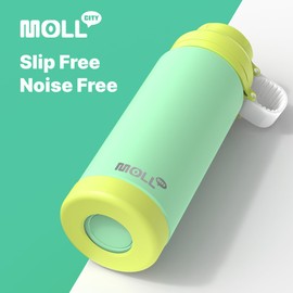 Mollcity 18 oz Metal Water Bottle-Stainless Steel Double Wall Vacuum Insulated Sports Water Bottle for School, Leak Proof Flask with Silicone Base for Travel (Opal Green)