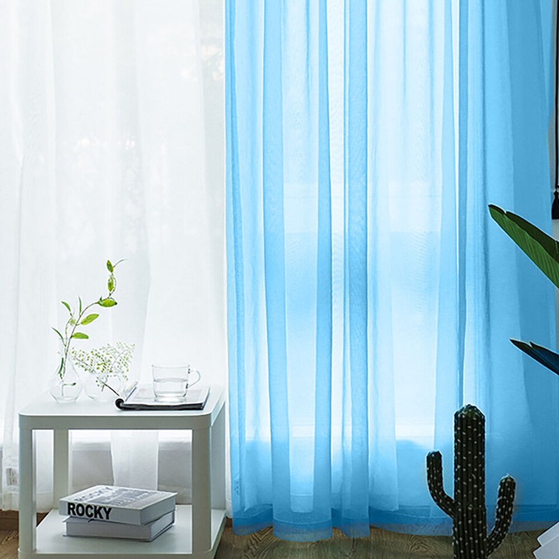 Sheer Curtains Living Room Rod Pocket Window Curtain Panels Bedroom