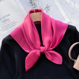 PoeticEHome Solid Color Mulberry Silk Scarf - Lightweight 27" Square Neckerchief for Women's Neck Hair Head in Gift Wrapped