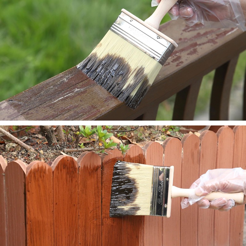 Bates- Deck Stain Brush, 5 Inch, 2 Pack, Wooden Handle,