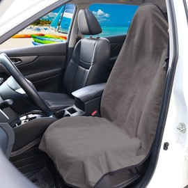 Wunvihay Car Seat Covers - Front Seats Sweat - Absorbent & Waterproof Towel Material, Ideal for Gym, Running, Swimming, Beach & Hiking - Fits Cars, SUVs, Trucks (Classic Gray, 1 Piece)
