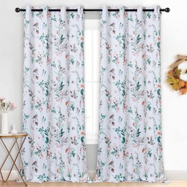 MYSKY HOME Fall Curtains 108 Inch Length for Living Room Darkening Thermal Insulated Panels Floral Curtains Light Blocking Grommet Top Vintage Classical Curtain, W 52", 2 Panels, Orange