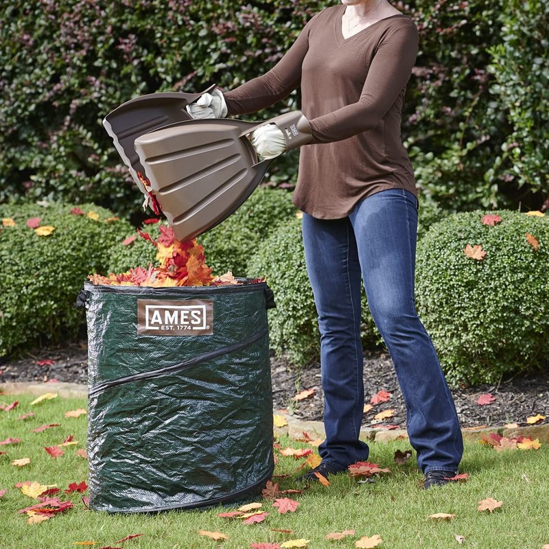 AMES Leaf Scoops Hand Rake Set with Collapsible Pop-Up Garden