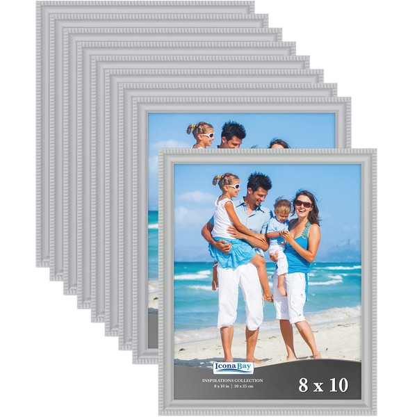 Icona Bay 8x10 Picture Frames (Gray, 12 Pack), Beautifully Detailed