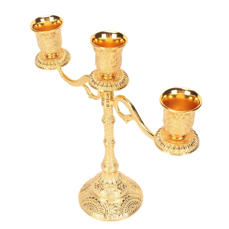 3 Arms Alloy Candelabra Vintage Style Elegant Candlestick Holder for
