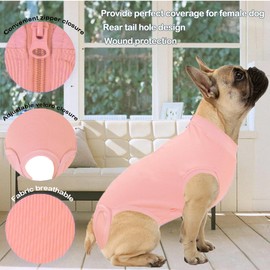 Wabdhaly Dog Surgery Recovery Suit for Female Spay,Puppy Surgical Recovery Zip Up Suit,Anti-Licking Bodysuit for Abdominal Wounds,Cone Alternative Recovery Blank Suit for Dogs