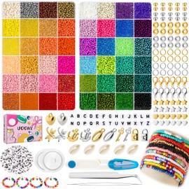 UOONY Pack of 16000 3 mm Beads for Bracelets, DIY Beads for Threading with Letter Beads for Gift Idea Bracelets, Beads for Threading Set for Children, Christmas, Holidays