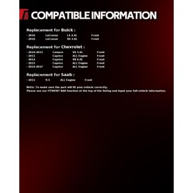 Torchbeam Front Disc Ceramic Brake Pads Kit Fits2010-2015 Camaro 3.6L, 2016 Buick LaCrosse 3.6L, 2011 2013-2017 Caprice, 2011 Saab 9-5,4pcs Automotive Replacement Brake Pads,D1404