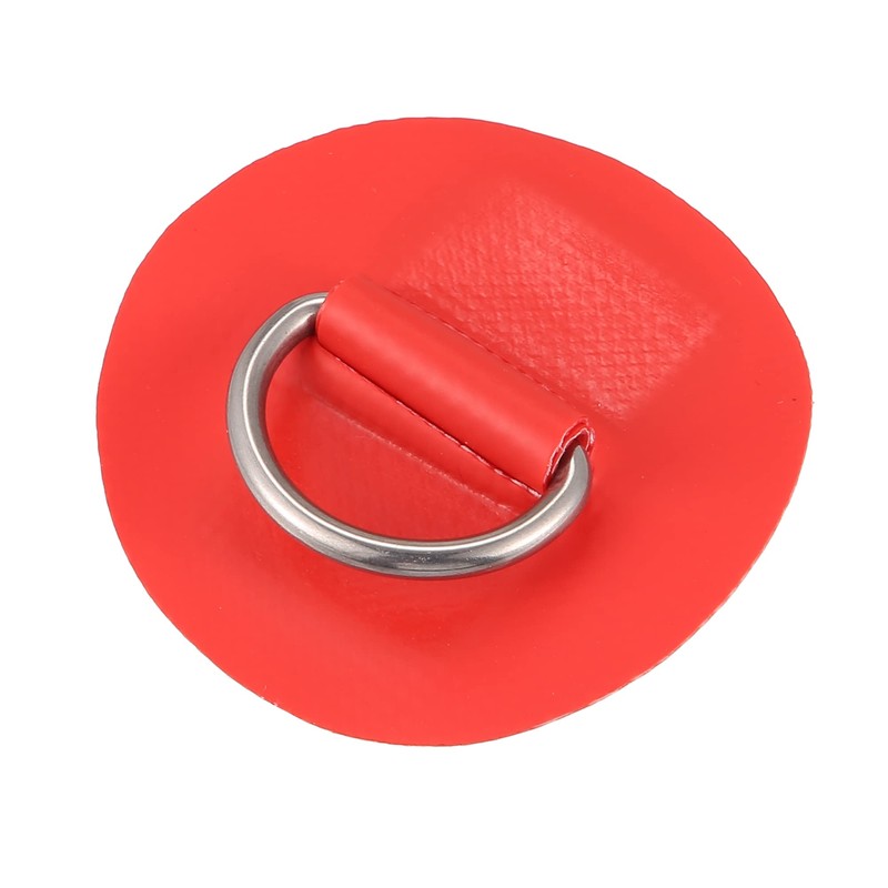 X AUTOHAUX 6pcs 6cm Red D Ring Patch PVC Stainless