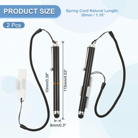 PATIKIL 2 Pcs Screens Capacitive Pen with Spring Rope Fixing Base High Sensitivity for Mobile Phone Car Navigation GPS POS Tablet Laptop, Black/White