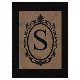 pingpi Monogram S Burlap Double Sided Garden Flag - 18" H x 12.5" W