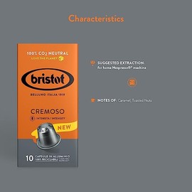 Bristot Cremoso Aluminium Capsules Compatible with Nespresso Original Line Machines | Medium Roast | 100% Recyclable | Pack of 10