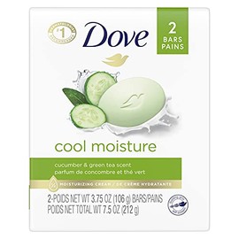 Dove Skin Care Beauty Bar For Softer Skin Cucumber and Green Tea More Moisturizing Than Bar Soap 3.75 oz, 2 Bars