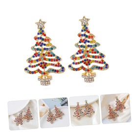 SAFIGLE 5 Pairs Metal Christmas Tree Earrings for Women Fashion Jewelry Teen Girls Stud Earrings Set
