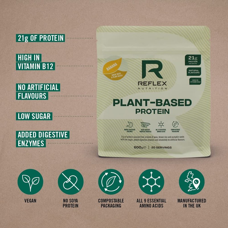 Reflex Nutrition Plant Based Vegan Protein Powder with B12 |