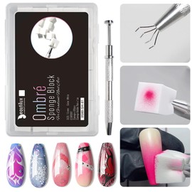 Beautilux Sponge Gradient, Sponge Gradient Nail Art, 80pcs White Gradient Sponge with Pen Sponge Holder for Nail Art Gradient Color Manicure