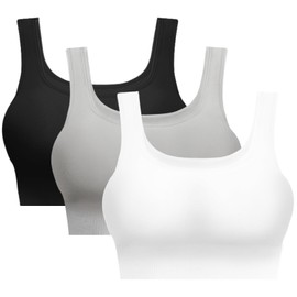 SIMIYA Seamless Crop Bra Top Sports Bra Women Comfort Bra with Removable Pads - Perfect for Everyday Wear(02style-Black+White+Grey,3XL)