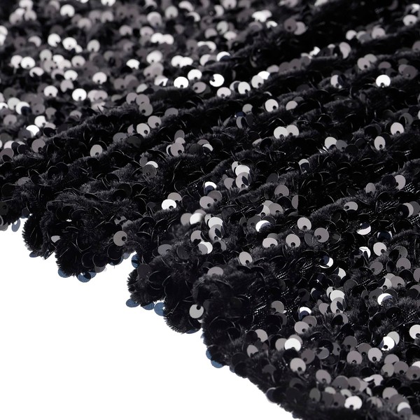 sourcing map Sequin Fabric Black, 2 Yards Length 3.9 Feet