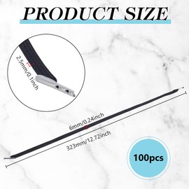 BENECREAT 100pcs Black Elastic Barbed Cord, 12.7 Inch Stretch Straps Strings with Metal Ends, Elastic Cord for Party Hat, Menus, Badges, Signs, Travel, Book Binding